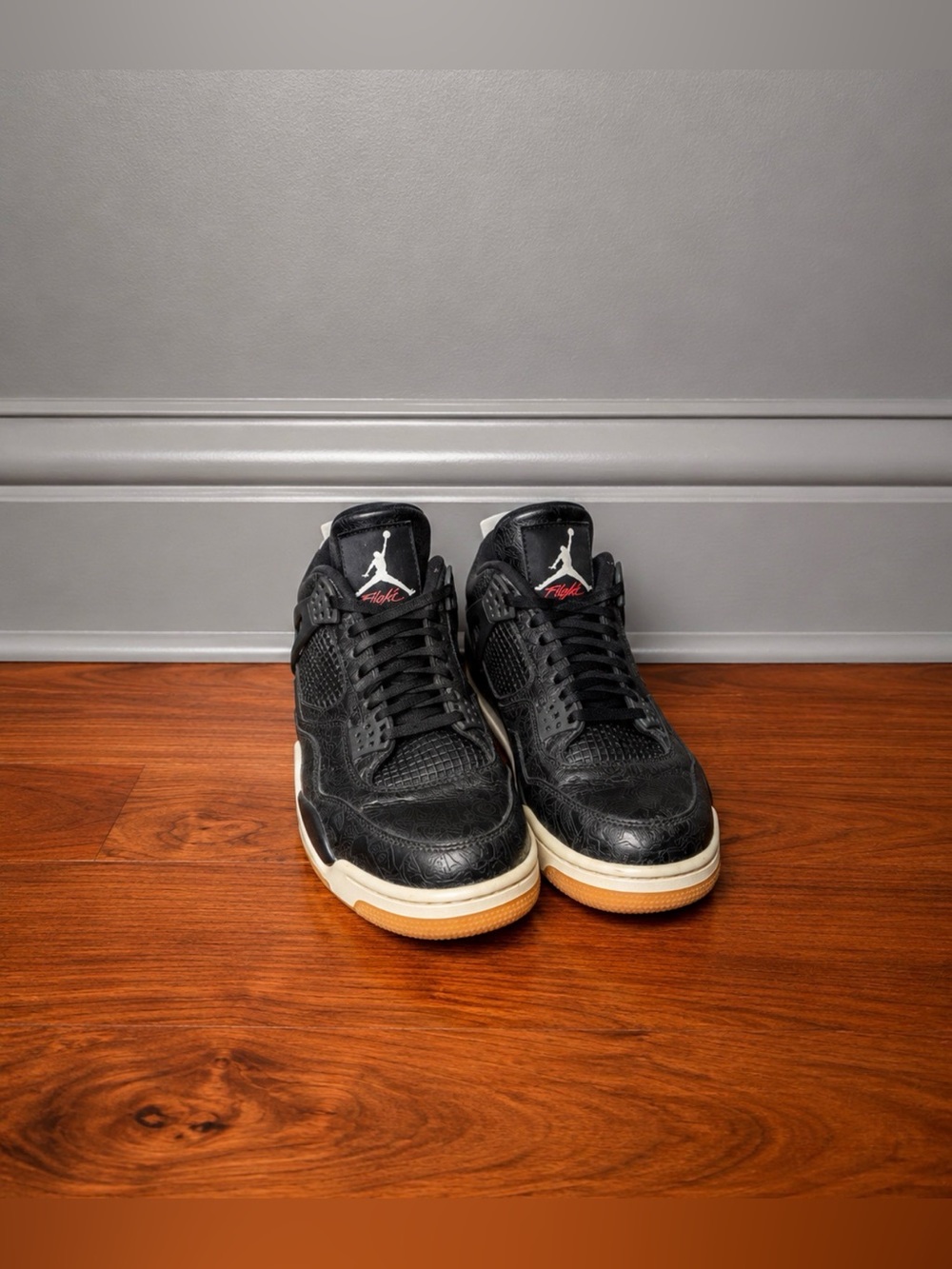 Air Jordan 4 Retro Laser Black Gum Sneakers - Men’s US Size 9